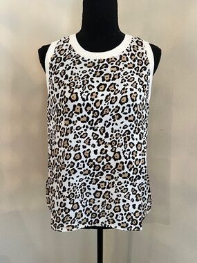 Ann Taylor LOFT Women's Leopard Print Sleeveless Sheer Dress Tank Top
